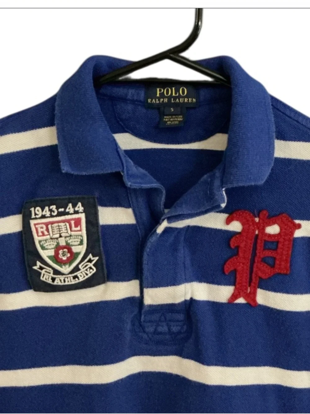 Authentic Ralph Lauren Polo boys navy designer long sleeve rugby polo shirt sz S